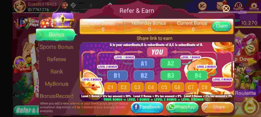 refer and earn for rummy royal apk game